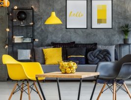 Cosy Bright Office In Yellow And Grey Colors